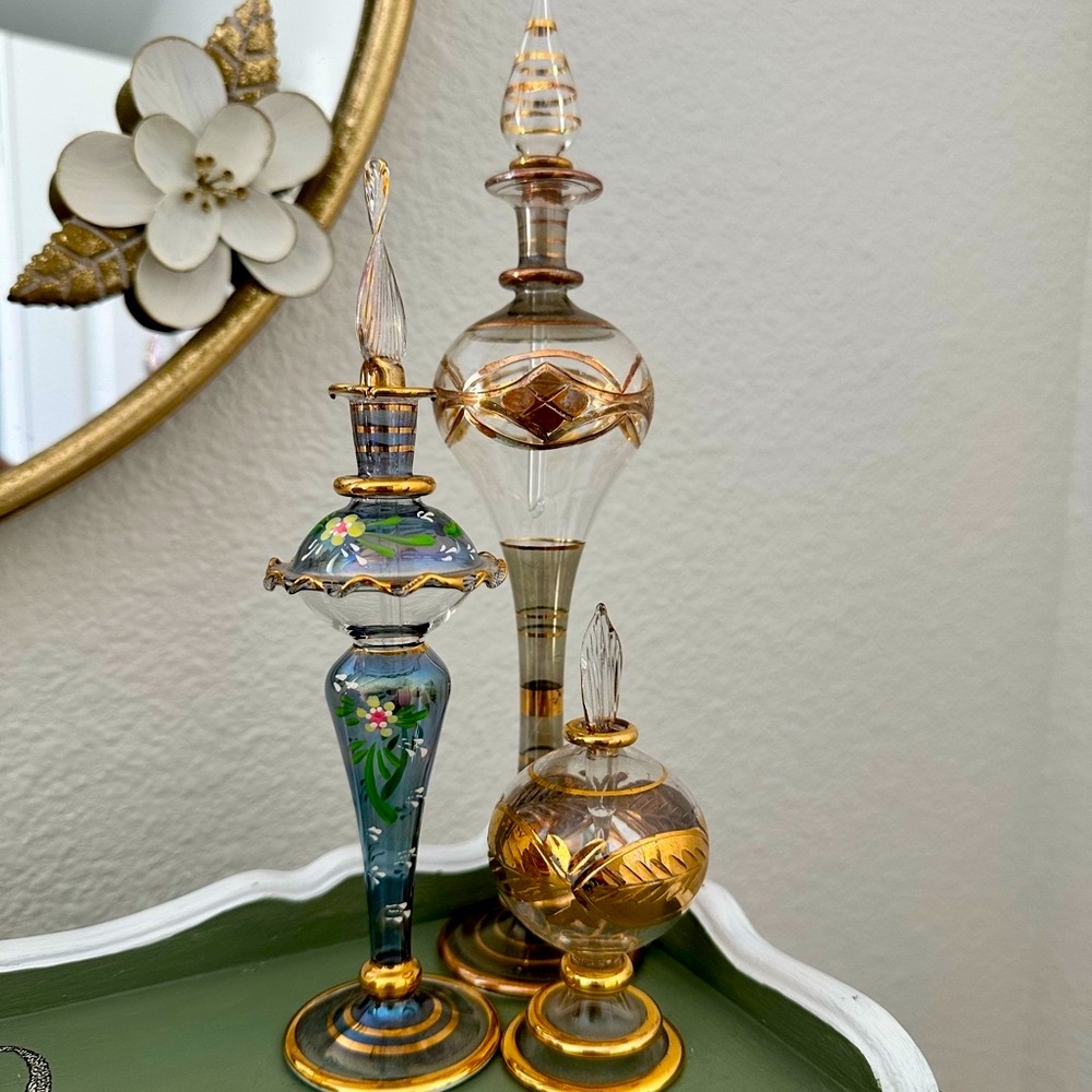 Elegant Glass Perfume Bottles with Gold Accents